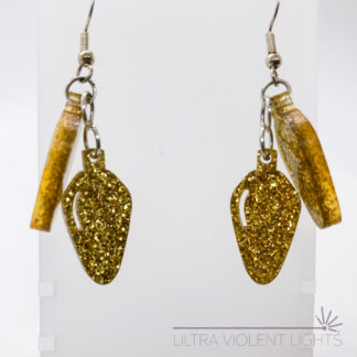Gold bulb-shaped hook earrings