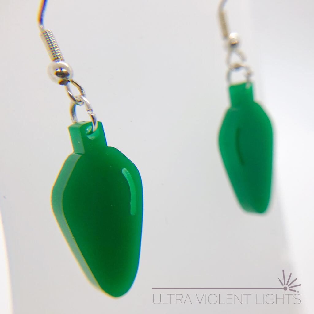 Opaque green bulb-shaped hook earrings