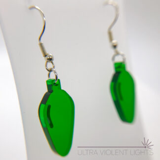 Green bulb-shaped hook earrings