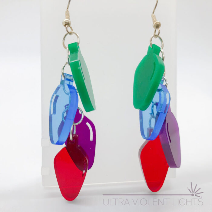 Mult-color bulb earrings on hooks