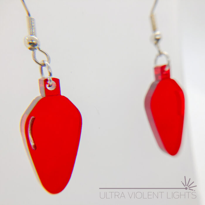 Translucent red acrylic light bulb hook earrings